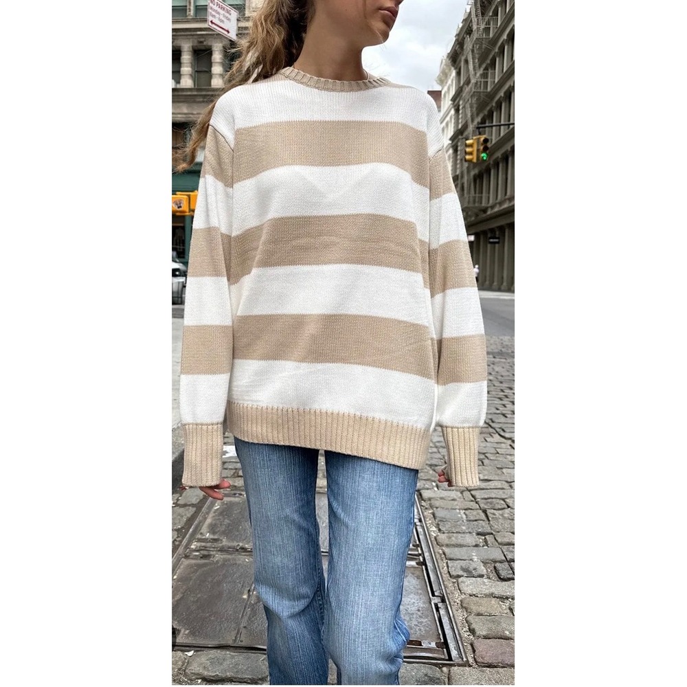 Brandy Melville Striped Oversized Cotton Knit Sweater fisherman New England prep